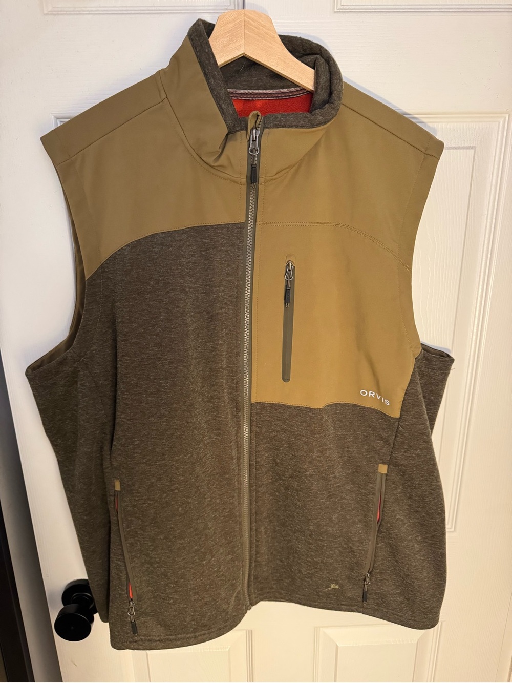 Orvis Two-Tone Olive and Brown Men's Fleece Vest